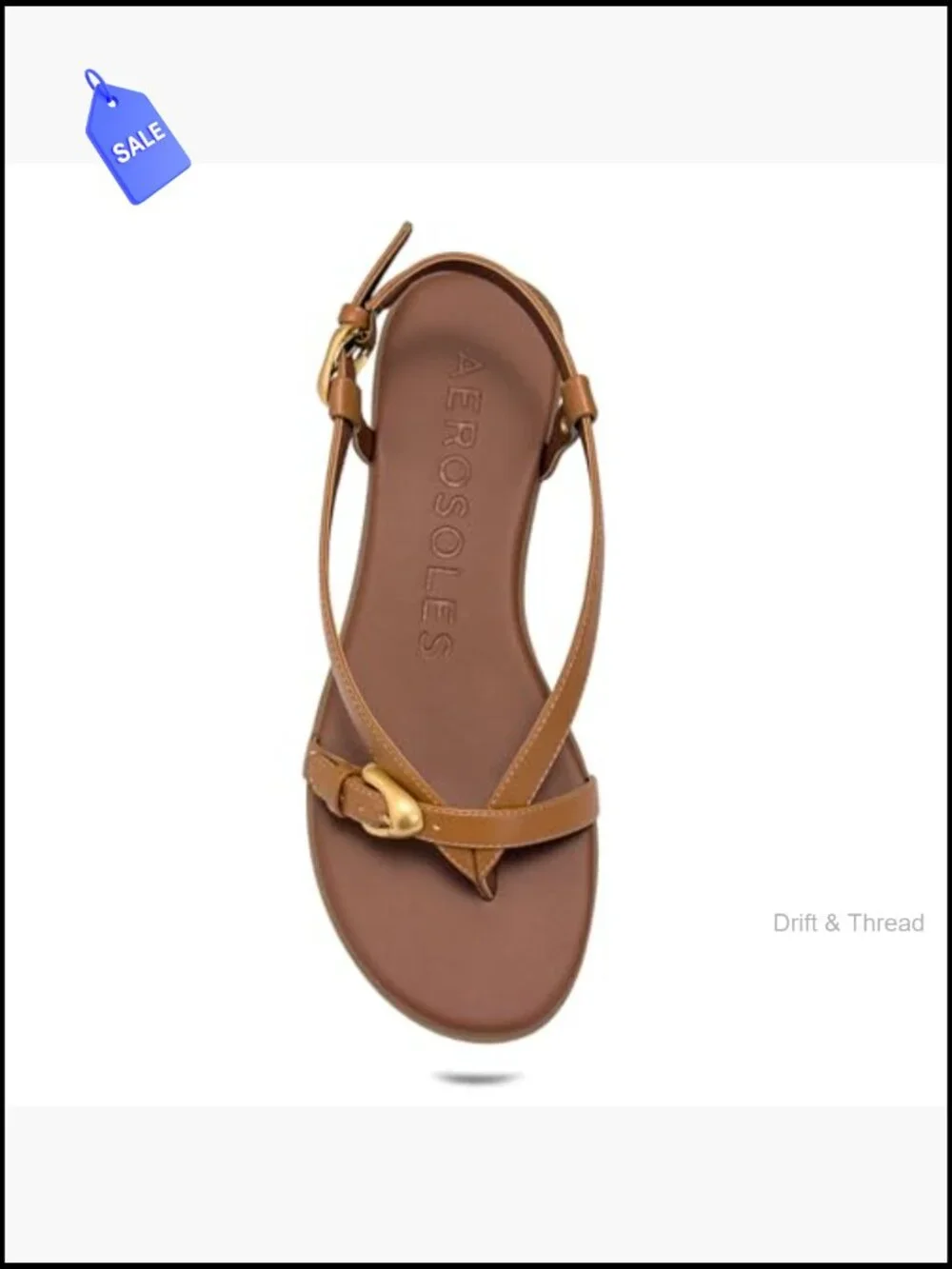 Faux Leather Flat Sandals with Adjustable Buckle Ankle Strap Ortholite
